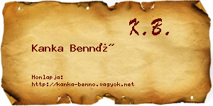 Kanka Bennó névjegykártya